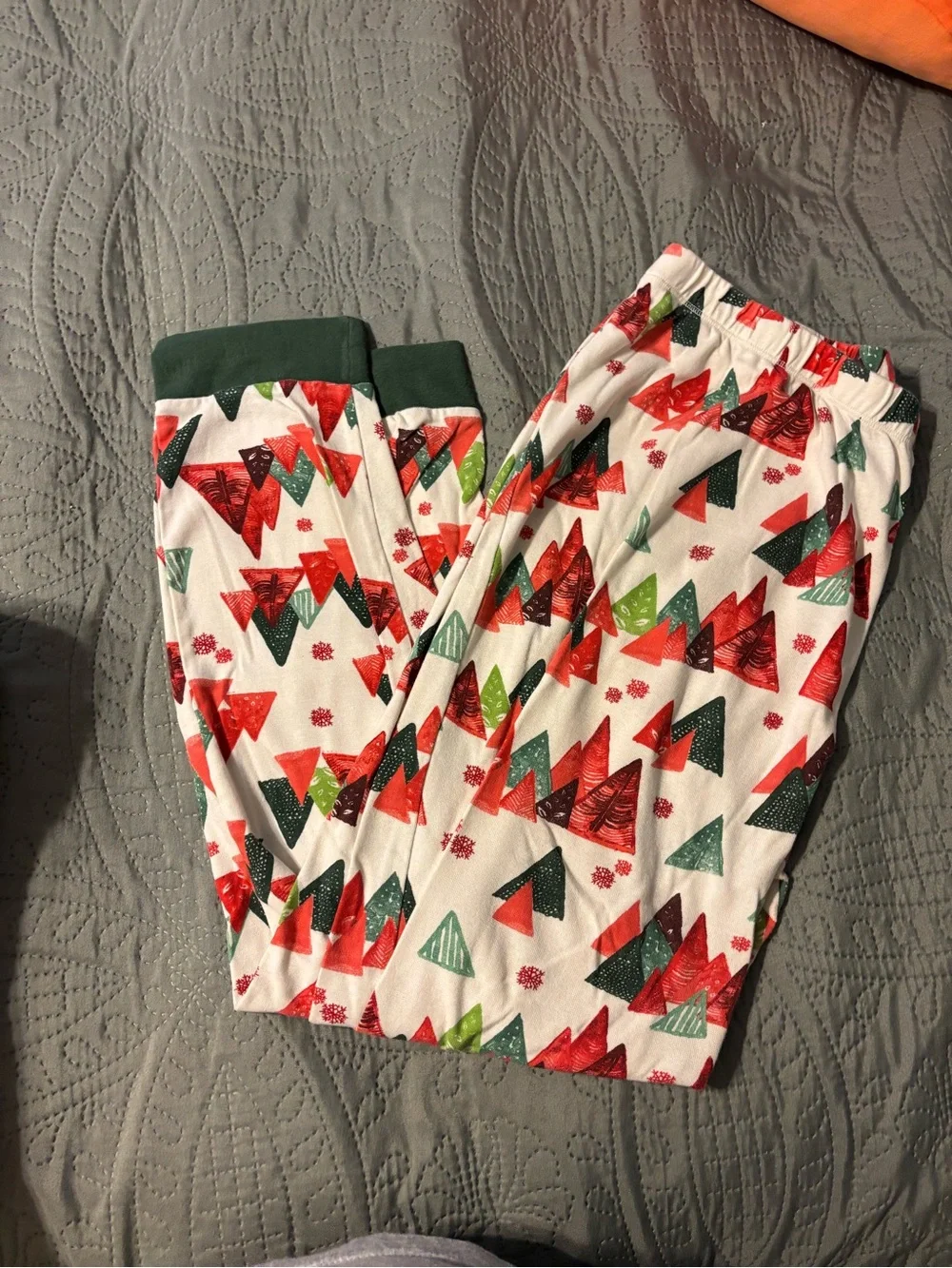 Burt's Bees Baby White Holiday Tree Print Pajama Set - Red Green Teal